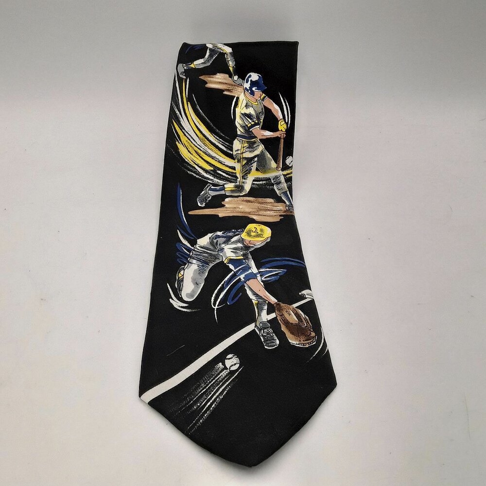 Baseball Players in Action -Neck Tie/American Sports-Black/Pitching,Batting USA